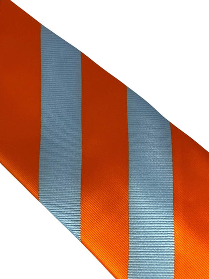 Light Blue and Orange Barber Striped Tie - Handcrafted Quality for Contemporary Professional Style by Frederick Thomas Handmade Mens Ties