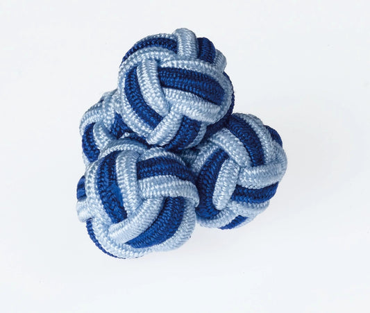 K39 Sky and Royal Knots Cufflinks in Blue Cord Weave by Ringhart Shirting Fabrics