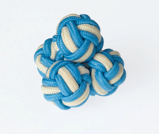 K42 Turquoise and Cream Knots Cufflinks Set in Rope Design by Ringhart Shirting Fabrics