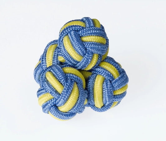 K43 Blue and Yellow Knotted Cufflinks by Ringhart Shirting Fabrics by Ringhart Shirting Fabrics