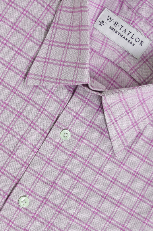 WH Taylor Mens Blue Check Poplin Custom Made Tailored Dress Shirt