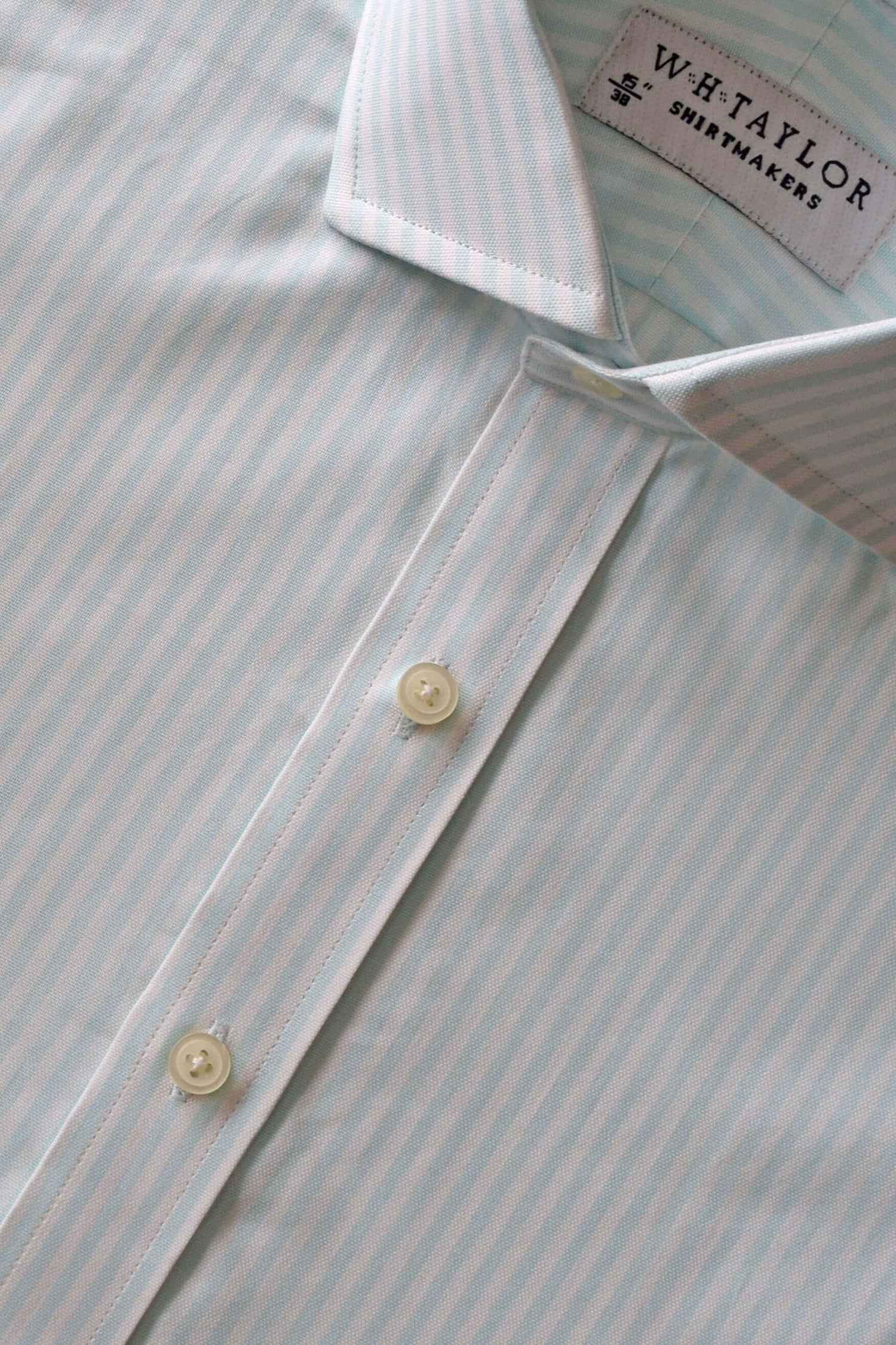 Mint Bengal Stripe Oxford Men's Bespoke Shirt - whtshirtmakers.com