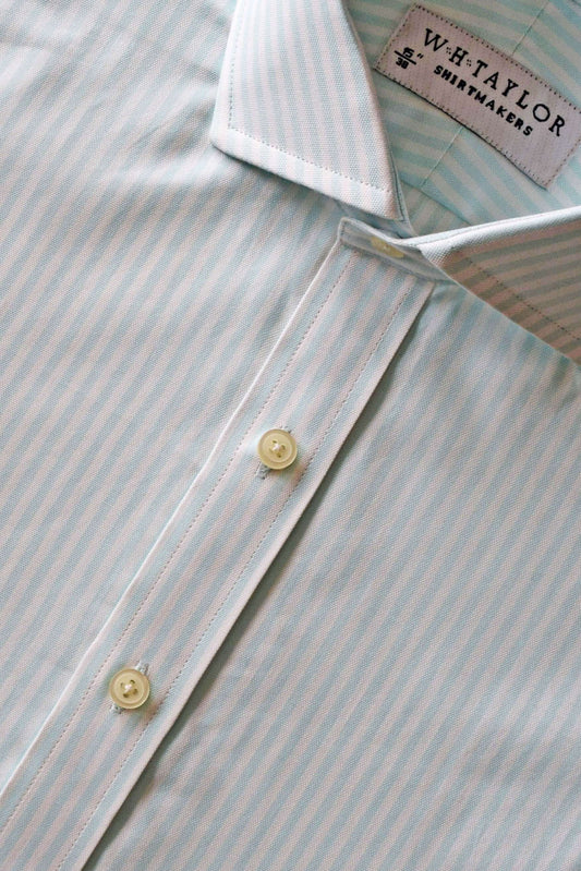 Mint Bengal Stripe Oxford Ladies Bespoke Shirt - whtshirtmakers.com