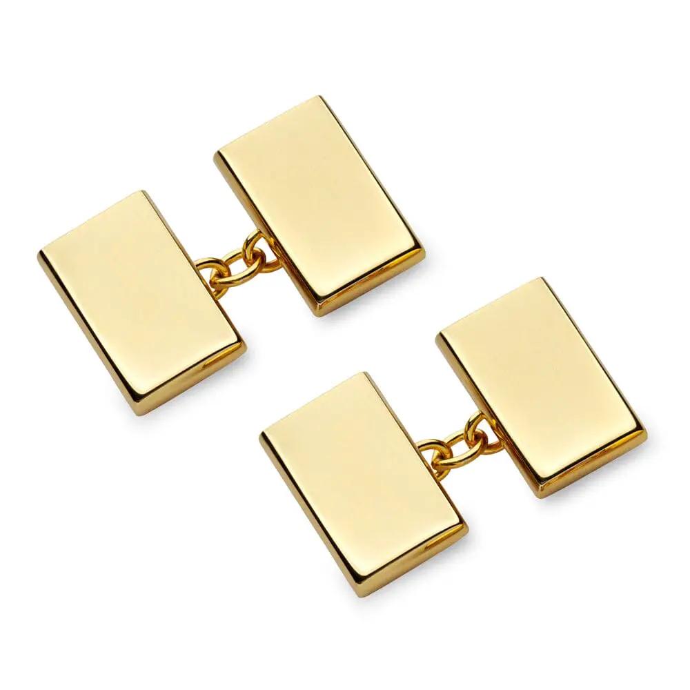 Gold Rectangle Chain Cufflinks by Benson & Clegg