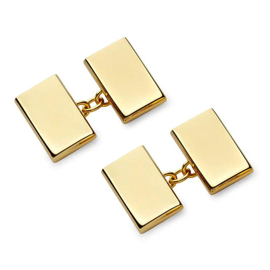 Gold Rectangle Chain Cufflinks by Benson & Clegg