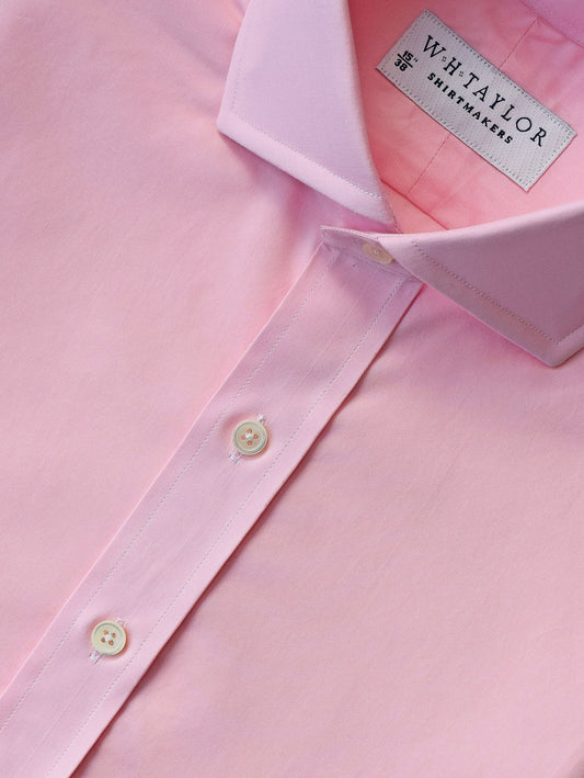 WH Taylor Shirtmakers Plain Pink Poplin Men's Bespoke Shirt by whtshirtmakers.com