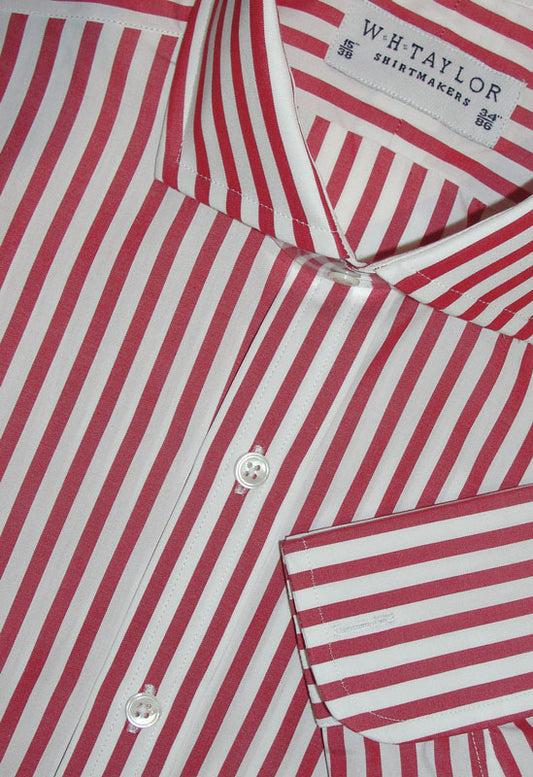 Red Butcher Stripe Poplin Men's Bespoke Shirt