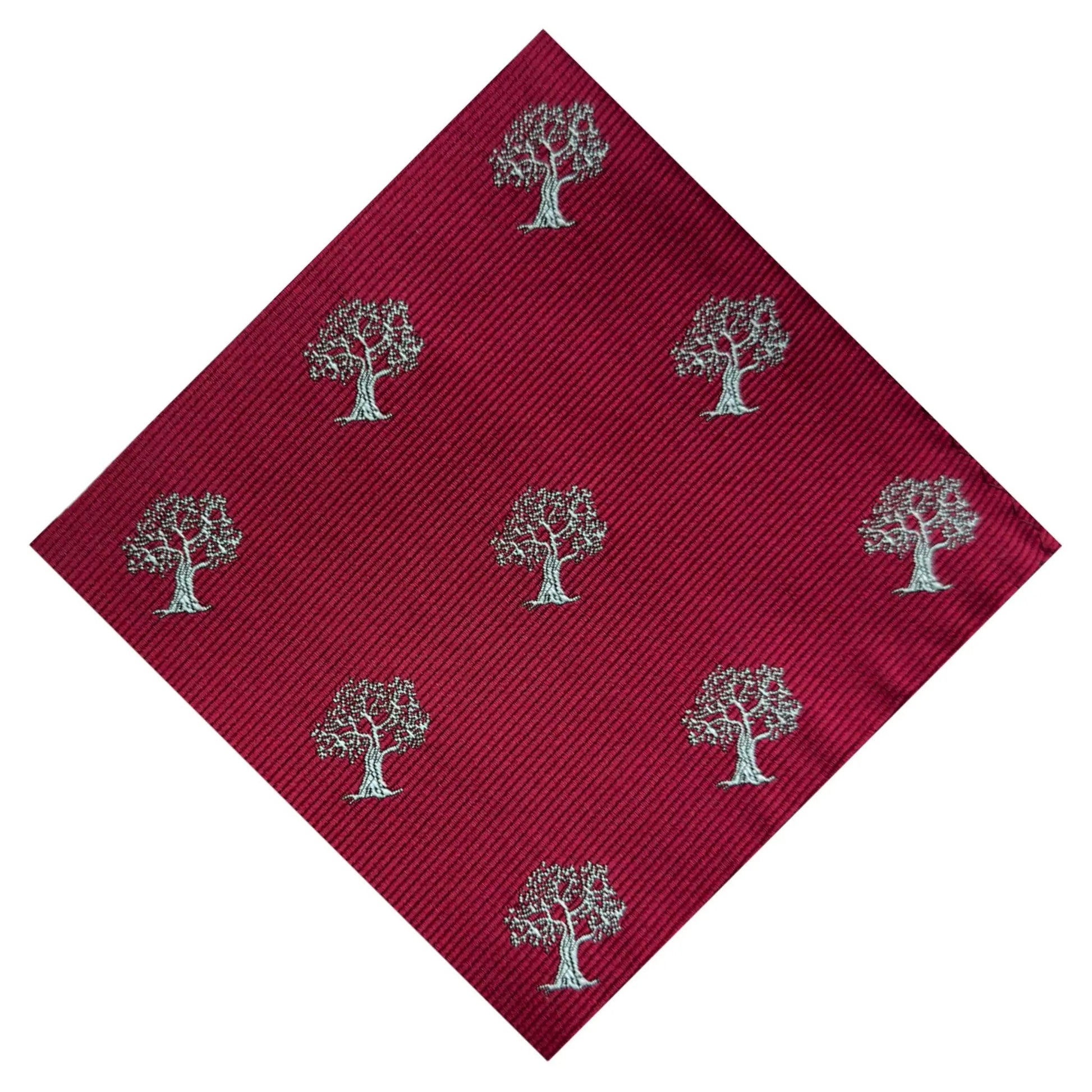 Tree Pocket Square Red & Silver by OFL Ties