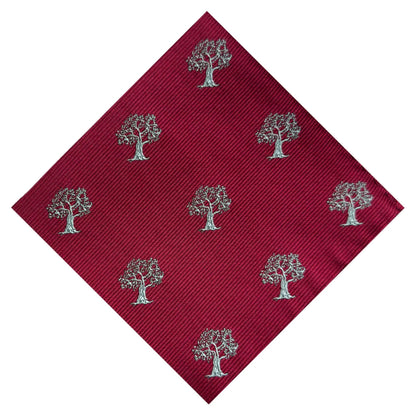 Tree Pocket Square Red & Silver by OFL Ties