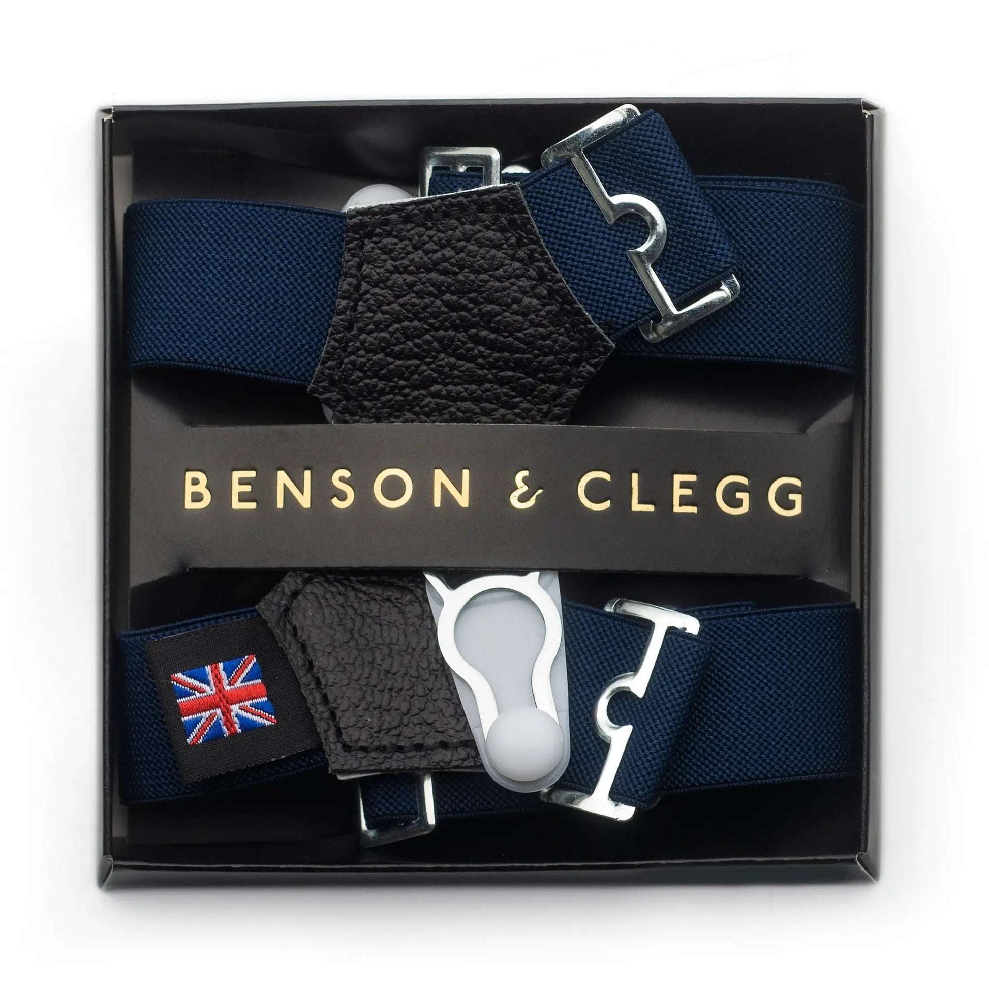 Sock Suspenders In Navy by Benson & Clegg