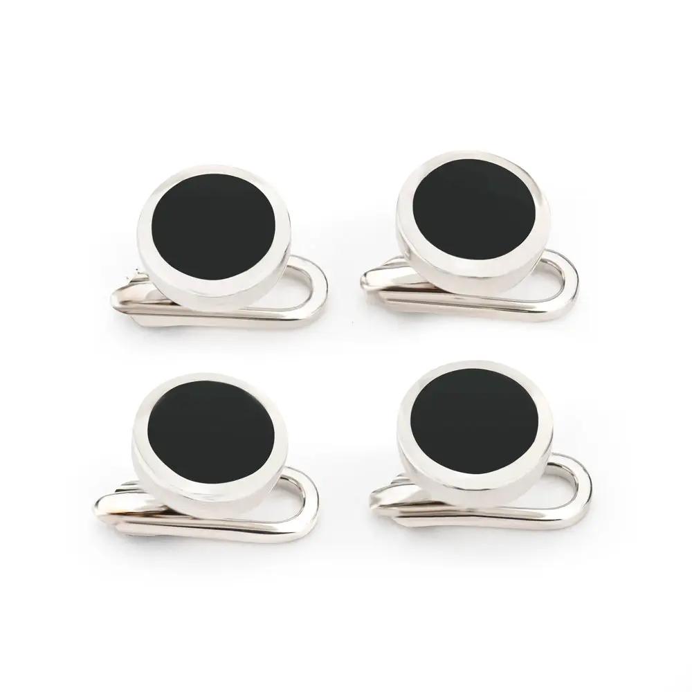 Sterling Silver And Onyx Dress Studs by Benson & Clegg