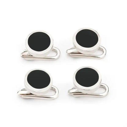 Sterling Silver And Onyx Dress Studs by Benson & Clegg