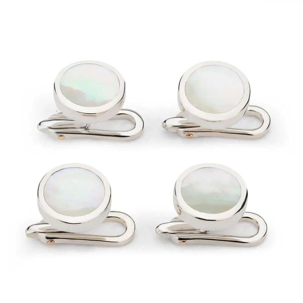 Sterling Silver And Mother Of Pearl Dress Studs by Benson & Clegg