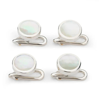 Sterling Silver And Mother Of Pearl Dress Studs by Benson & Clegg