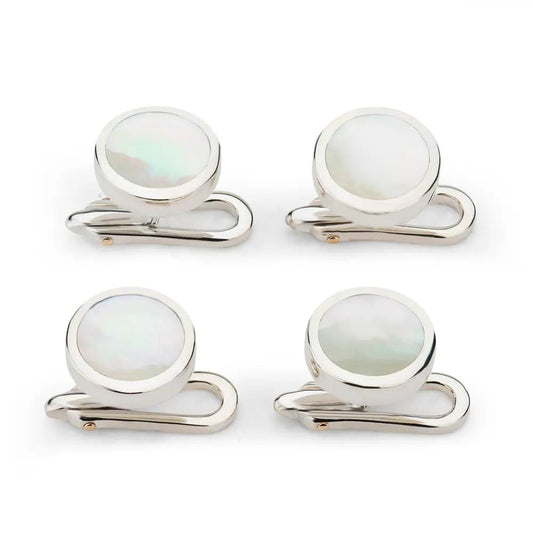 Sterling Silver And Mother Of Pearl Dress Studs by Benson & Clegg