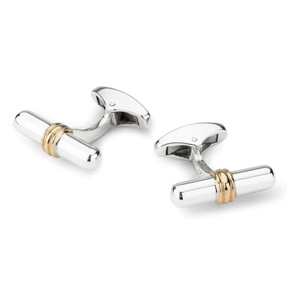 Sterling Silver With 9ct Gold Rod Cufflinks by Benson & Clegg