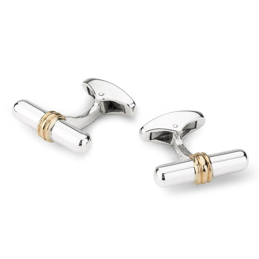 Sterling Silver With 9ct Gold Rod Cufflinks by Benson & Clegg