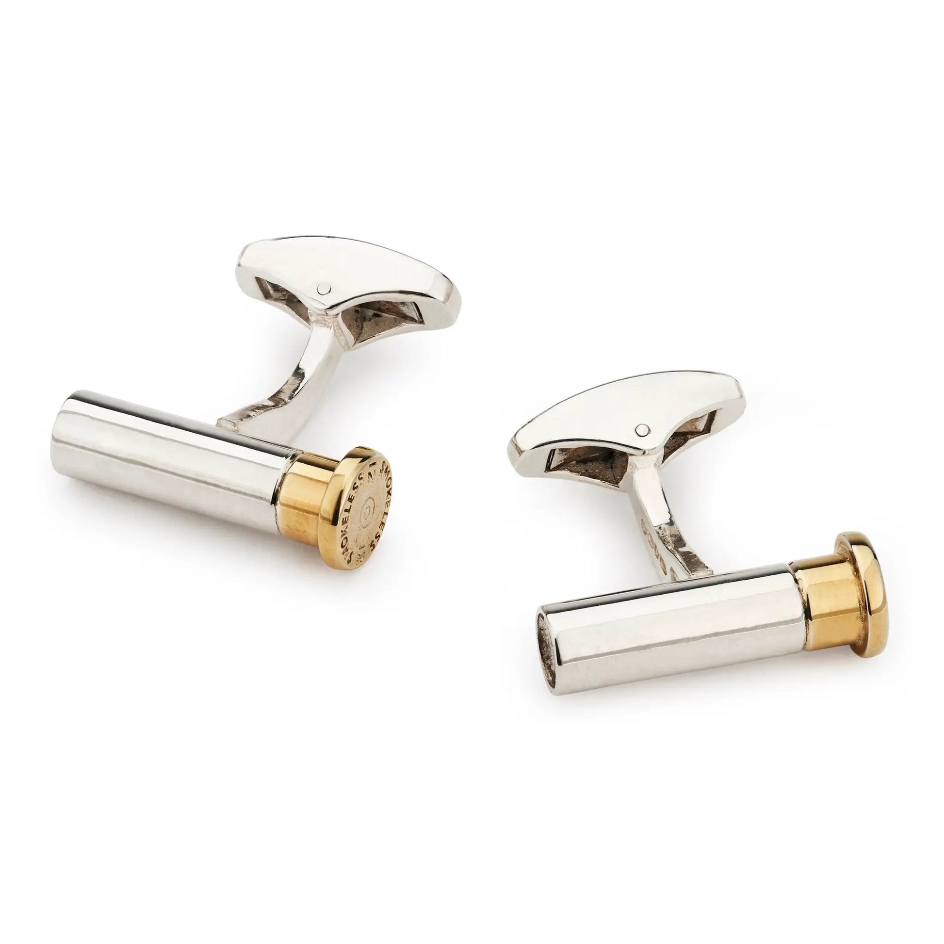 Shotgun Cartridge Sterling Silver With 9ct Gold Cufflinks by Benson & Clegg