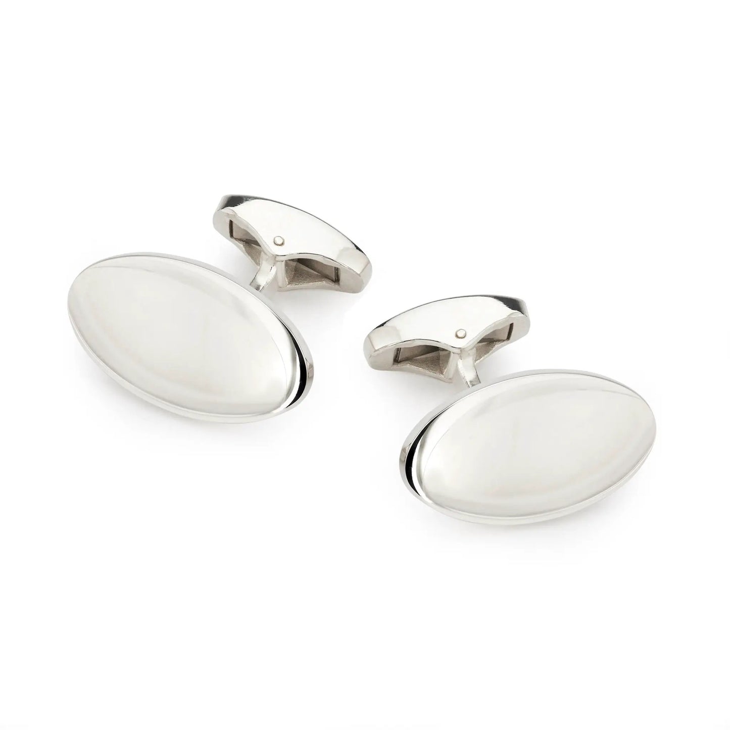 Large Oval Sterling Silver Cufflinks by Benson & Clegg