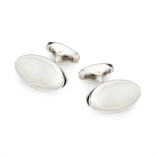 Large Oval Sterling Silver Cufflinks by Benson & Clegg