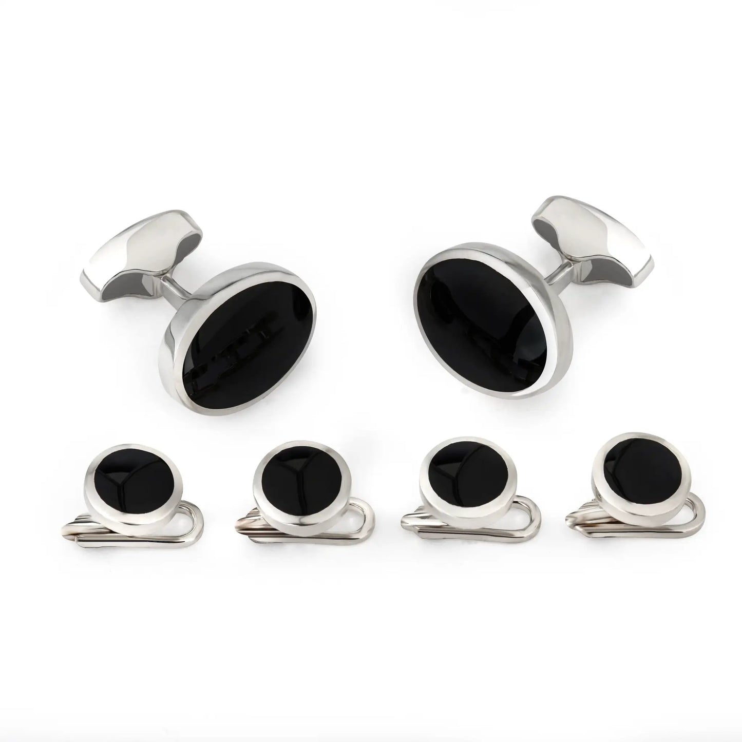 Classic Sterling Silver And Onyx Dress Set by Benson & Clegg