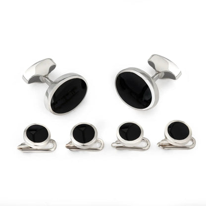 Classic Sterling Silver And Onyx Dress Set by Benson & Clegg