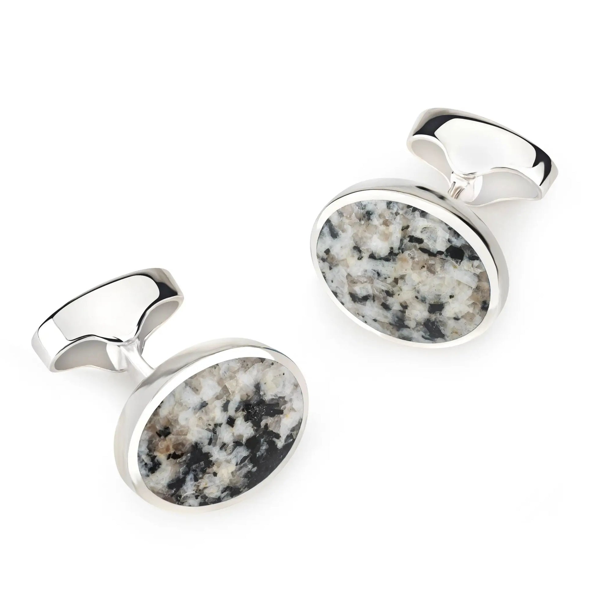 Sterling Silver Oval Cufflinks With Donegal Stone by Benson & Clegg