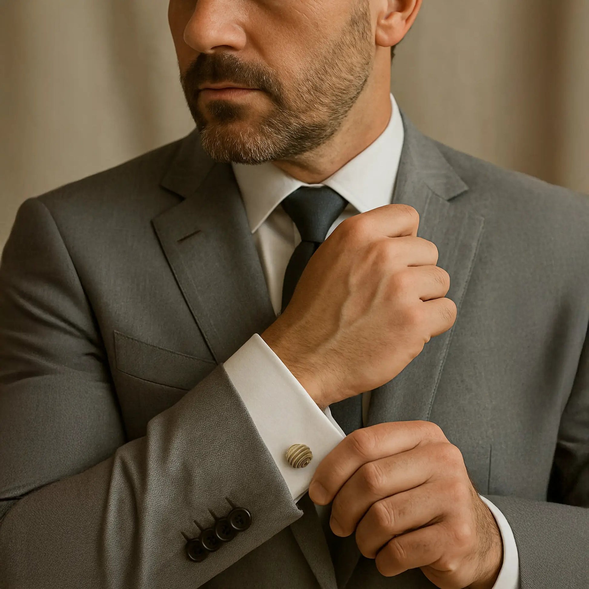 Spiral Cufflinks In Gold by Benson & Clegg