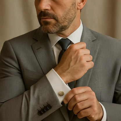 Spiral Cufflinks In Gold by Benson & Clegg