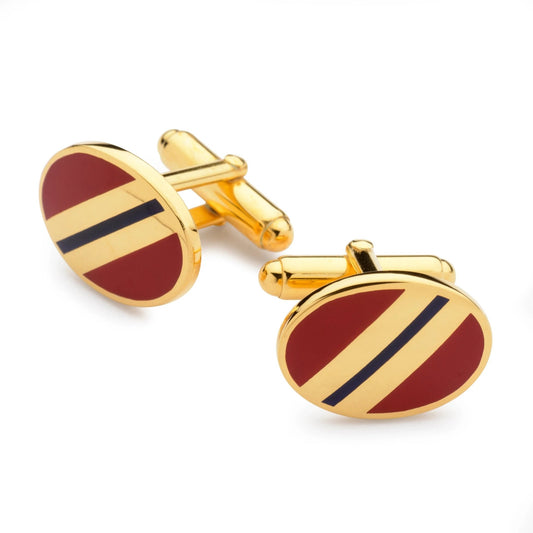 Stripe Cufflinks In Red And Navy Enamel by Benson & Clegg