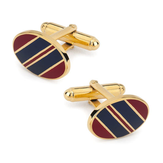 Wide Stripe Cufflinks In Red And Navy Enamel