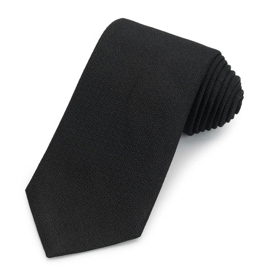 Black Three-Fold Silk Tie In Non-Crease Weave by Benson & Clegg