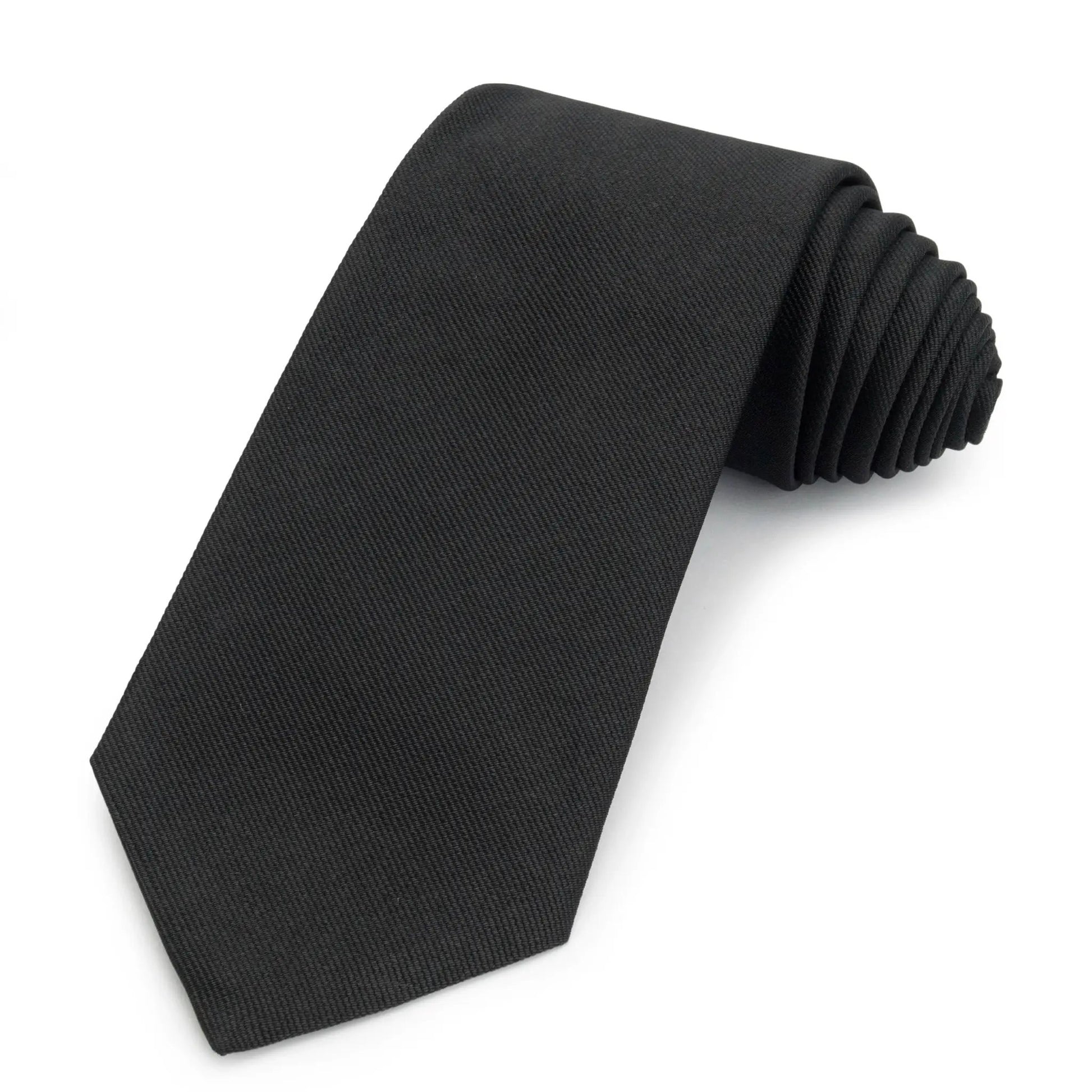 Black Three-Fold Silk Reppe Tie by Benson & Clegg