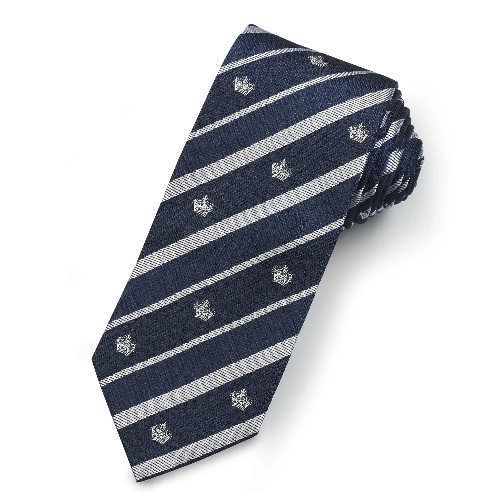 Crown In Silver Silk Reppe Tie by Benson & Clegg