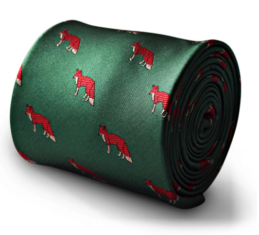 Dark Green Tie With Hunting Fox Design - Handcrafted By Frederick Thomas For The Discerning Professional by Frederick Thomas Handmade Mens Ties