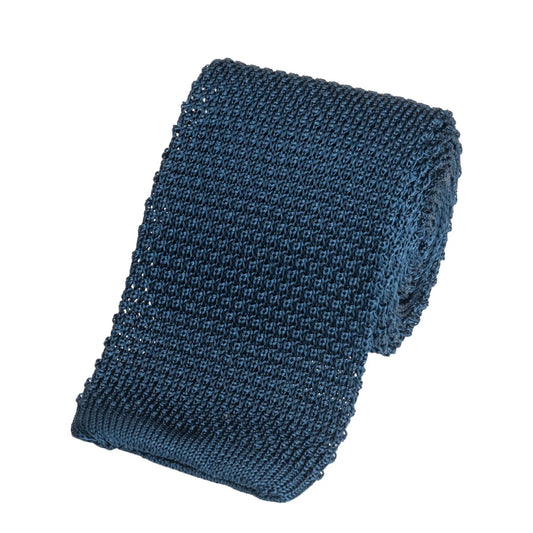 Knitted Silk Tie In Navy by Benson & Clegg