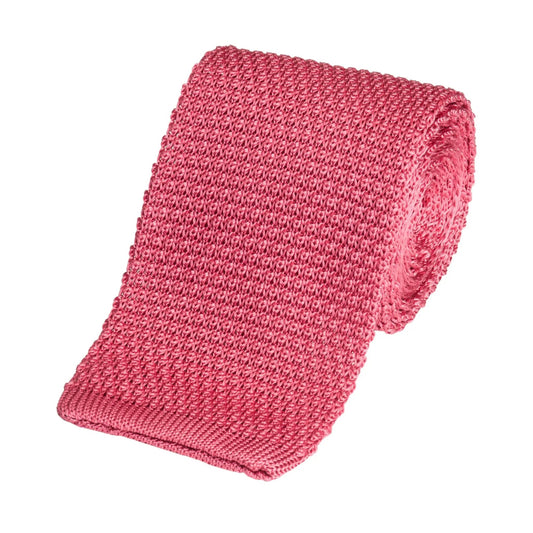 Knitted Silk Tie In Pink by Benson & Clegg