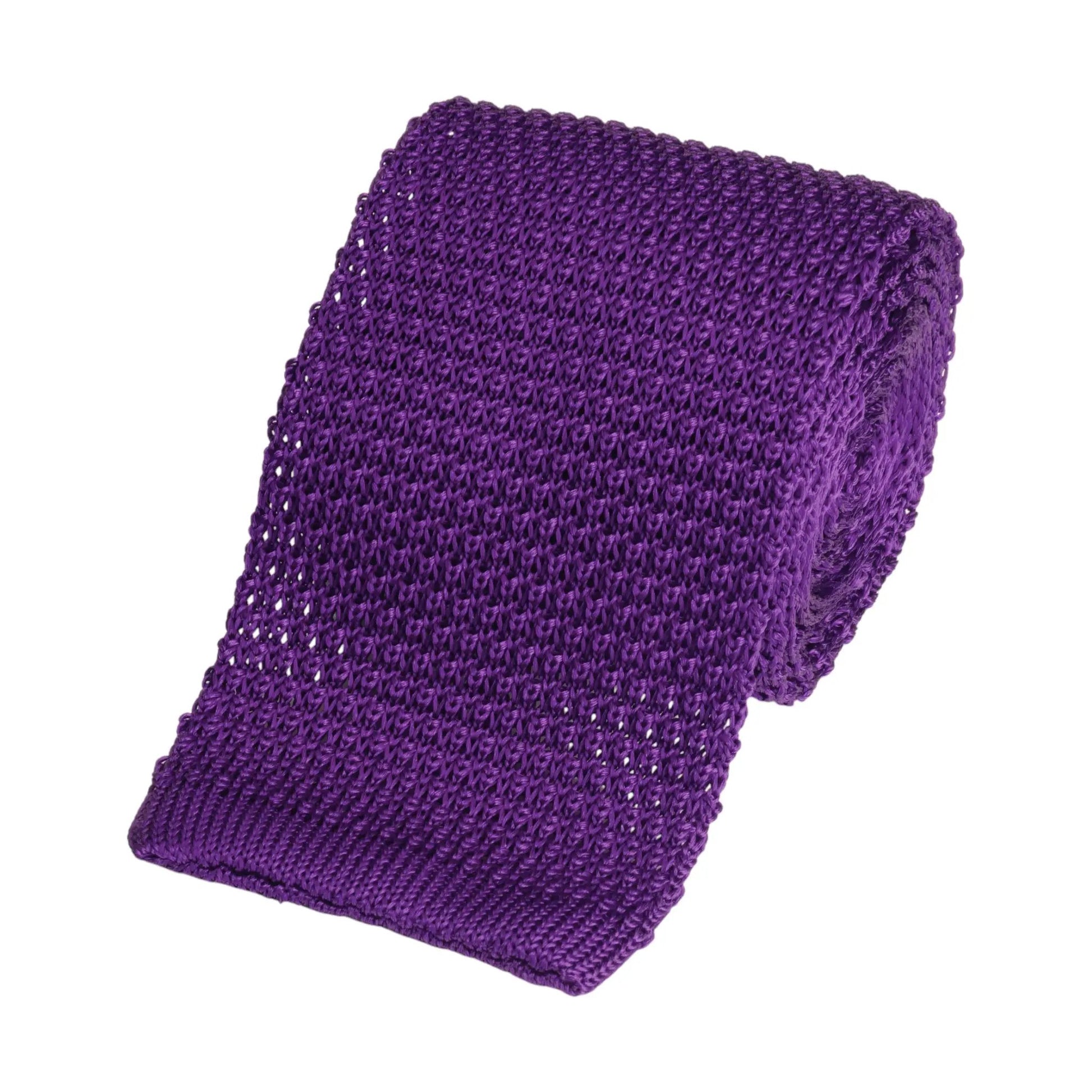 Knitted Silk Tie In Purple by Benson & Clegg