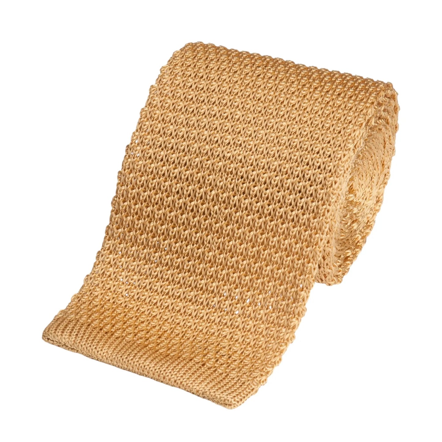 Knitted Silk Tie In Yellow by Benson & Clegg