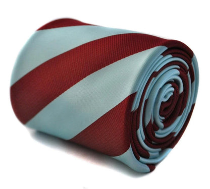 maroon and light blue barber striped tie by Frederick Thomas Handmade Mens Ties
