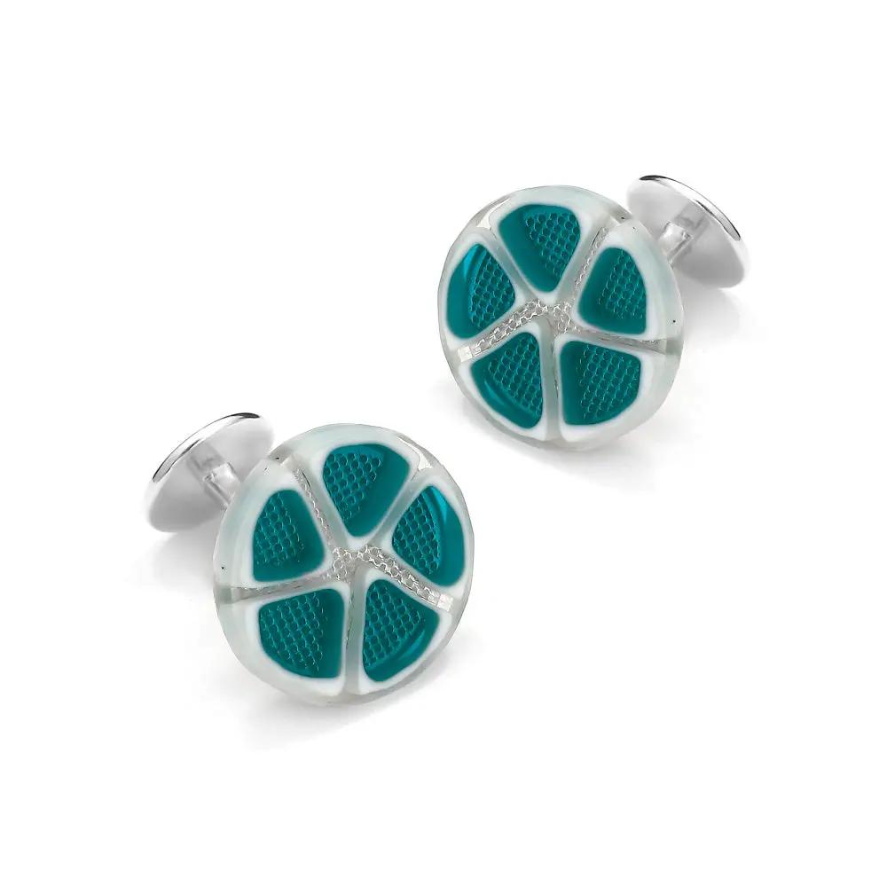 Murano Glass 'Laguna Verde' Cufflinks With Sterling Silver by Benson & Clegg