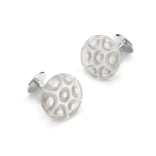 Murano Glass 'Vetro Bianco' Cufflinks With Sterling Silver by Benson & Clegg