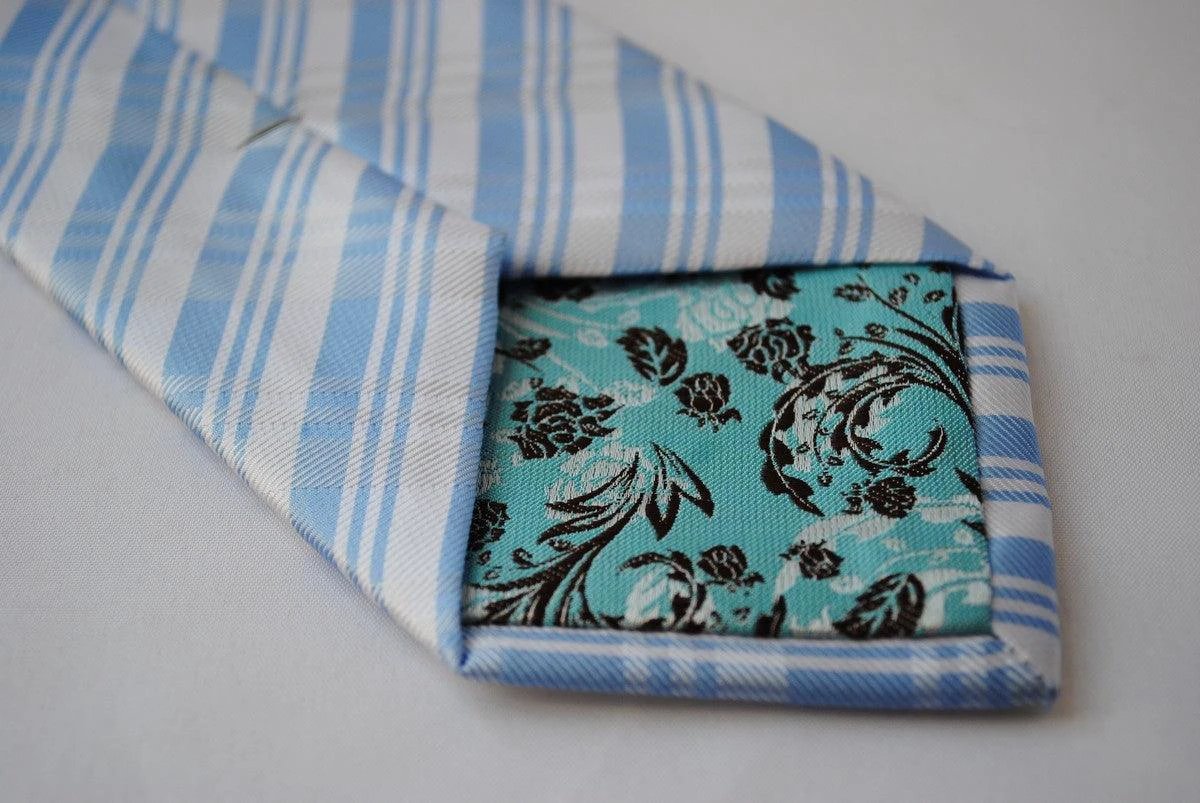 blue and white check design tie by Frederick Thomas Handmade Mens Ties