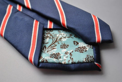 navy and red club stripe tie by Frederick Thomas Handmade Mens Ties