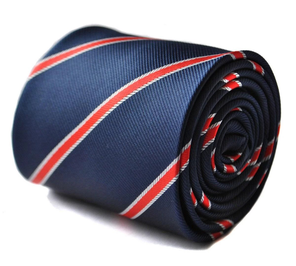 navy and red club stripe tie by Frederick Thomas Handmade Mens Ties