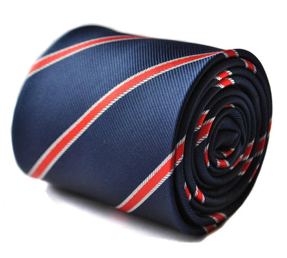 navy and red club stripe tie by Frederick Thomas Handmade Mens Ties