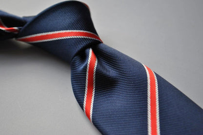navy and red club stripe tie by Frederick Thomas Handmade Mens Ties