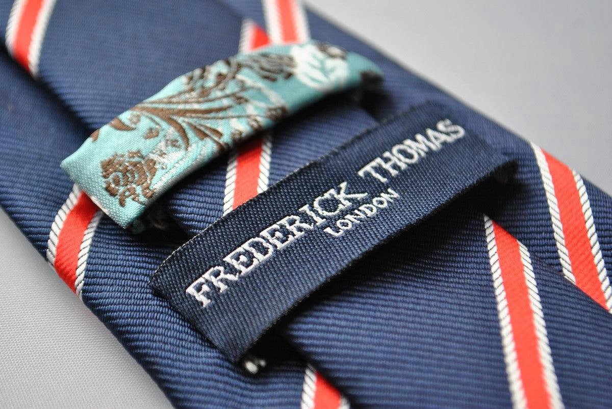navy and red club stripe tie by Frederick Thomas Handmade Mens Ties
