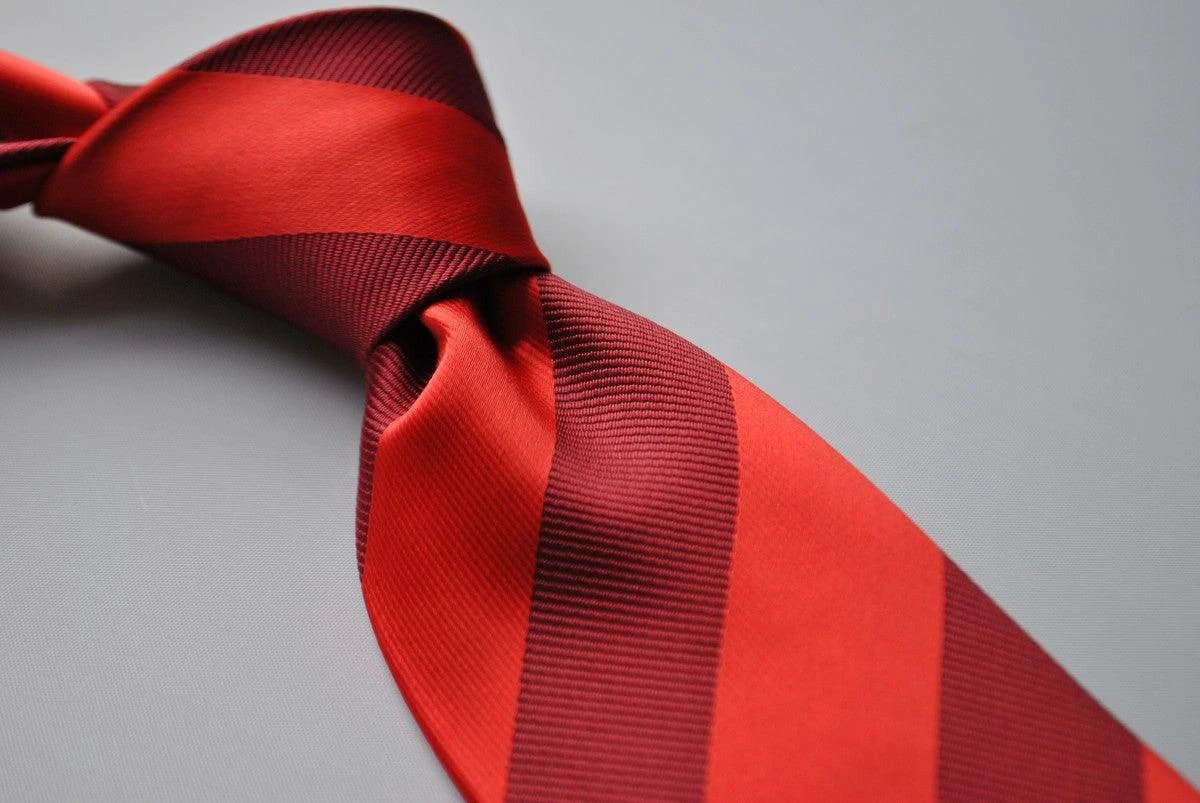 dark and bright red barber striped tie by Frederick Thomas Handmade Mens Ties