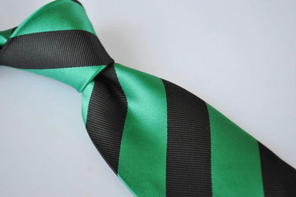 green and black barber striped tie by Frederick Thomas Handmade Mens Ties